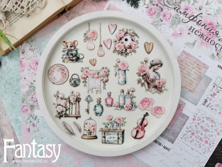 Тканевые высечки  Fantasy "Симфония нежности - 6", на картоне 1 мм