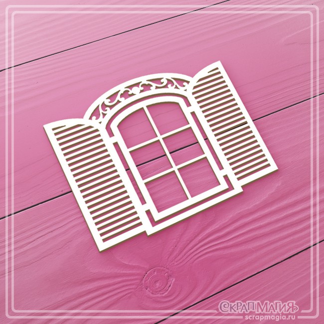 Chipboard Scrapmagia "Window with shutters", size 80x65 mm