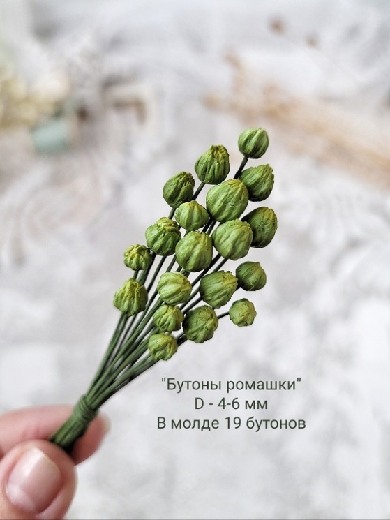 Молд "Бутоны ромашки", диаметр 4-6 мм, 19 бутонов