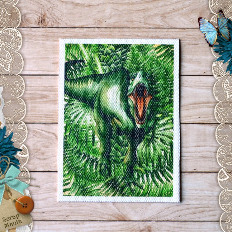 Fabric card "The Era of dinosaurs. Predator " size 6.5*9 cm (ScrapMania)