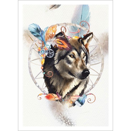 Fabric card " Ethnika. Your universe. Wolf" size 6.5*9 cm