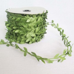 Decorative braid with leaves, Green, width 25 mm, cut 1 m
