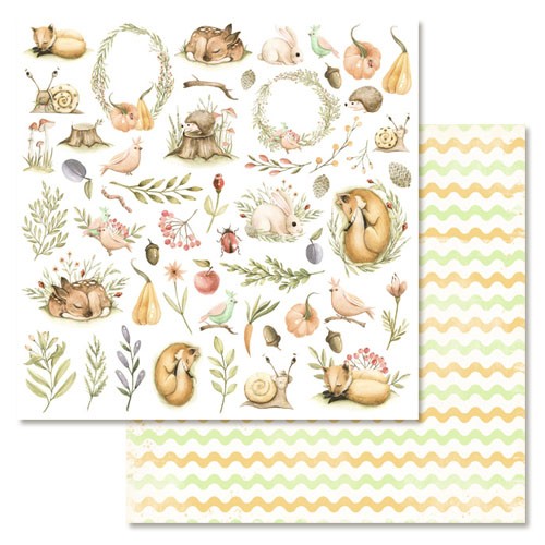 Double-sided sheet of ScrapMania paper "Forest miracle. Pictures", size 30x30 cm, 180 g/m2