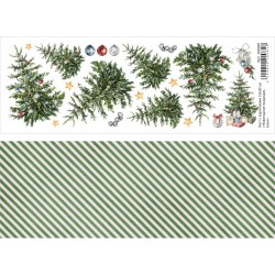 Двусторонний лист с картинками "Новогодние традиции. Елки", 10х30 см, 180 гр/м2 