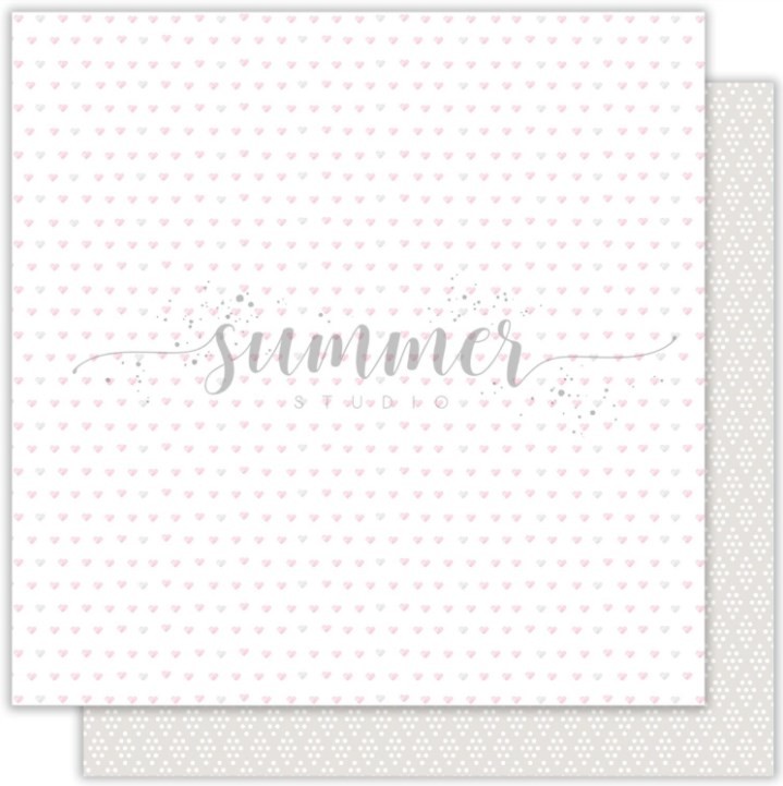 Двусторонний лист бумаги Summer Studio Vanilla Dreams "Heart" размер 30,5*30,5см, 190гр