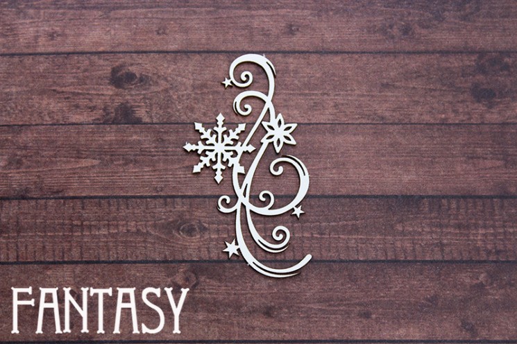 Чипборд Fantasy «Завиток с снежинкой 2332» размер 6,5*3,7см