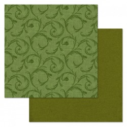 Двусторонний лист бумаги ScrapMania "Фономикс. Зеленый. Узор", размер 30х30 см, 180 гр/м2