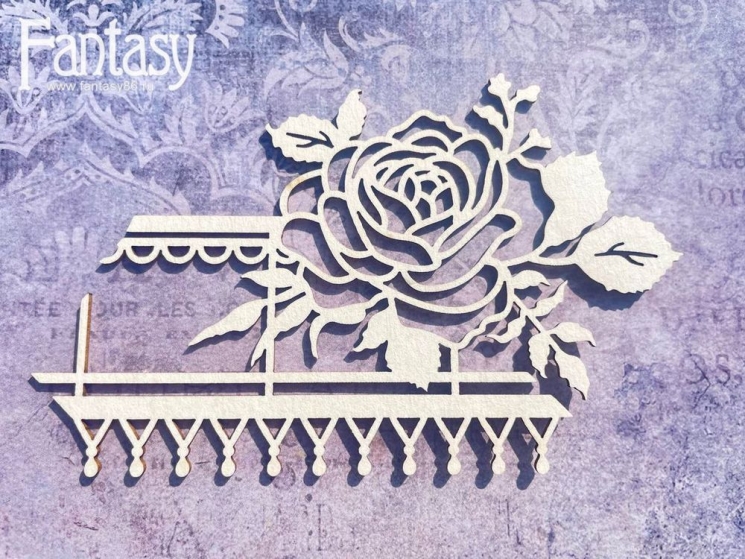 Чипборд Fantasy «На седьмом небе» (Роза с элементами 2984), размер 12*7,3 см