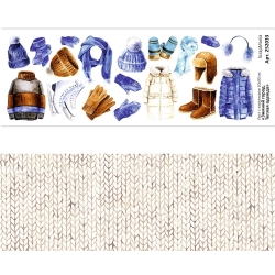 Лист с картинками 10х30 см "Зимний город. Теплая одежда" (ScrapMania), 180 гр