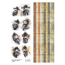 Лист с картинками 10х30 см "Стальное сердце. Байки" (ScrapMania)