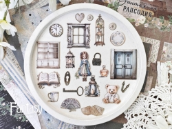 Тканевые высечки Fantasy "Винтажная рапсодия - 7", на бумажной основе, в наборе 24 шт