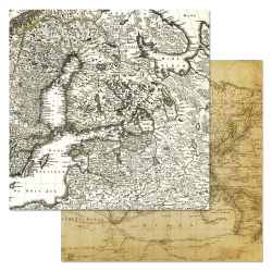 Двусторонний лист бумаги ScrapMania "Фономикс. Карты. Том 1. Номер 12", размер 30х30 см, 180 гр/м2"
