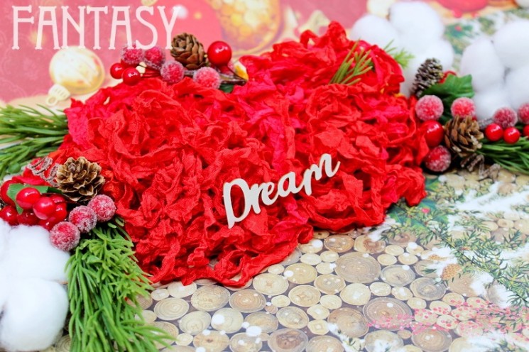 Chipboard Fantasy inscription "Dream 1620" size 6.5*2.5 cm
