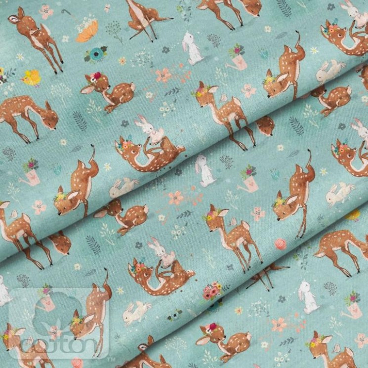 Fabric 100% cotton Poland "Deer, bunny", size 50X50 cm