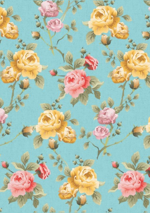 Fabric cut 100% cotton "Blue with roses" PEPPY, size 50X55 cm