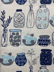 Отрез льняной ткани "Баночки", размер 35Х70 см