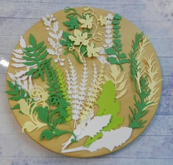 Вырубка набор веточек цветочных 30эл.  бумага кардсток 290 гр.