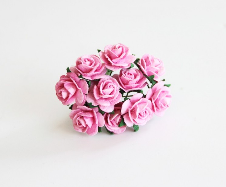 Roses "Pink" size 1.5 cm, 5 pcs