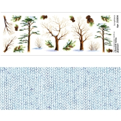 Лист с картинками 10х30 см "Зимний город. Деревья" (ScrapMania), 180 гр