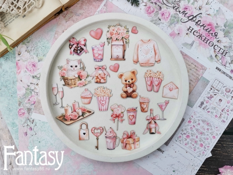 Тканевые высечки Fantasy "Симфония нежности - 9", на бумажной основе 