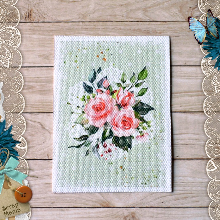 Fabric card "Dreams of the bride. Flowers " size 6.5*9 cm (ScrapMania)