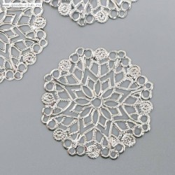 Декор для творчества "Снежинка" серебро, диаметр 3,5 см, 1 шт