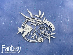 Чипборд Fantasy «Теплое море (Морская рамка с рыбкой и розой) 2910» размер 9,8*10,5 см