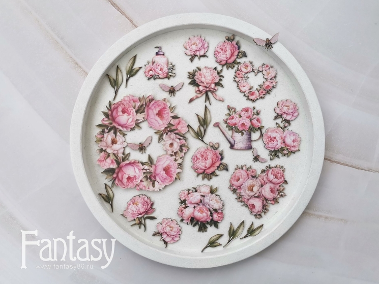 Тканевые высечки Fantasy на картоне 1 мм "Шарман 76", в наборе 24 шт