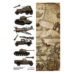 Лист с картинками 10х30 см "Радость Победы. Транспорт" (ScrapMania)