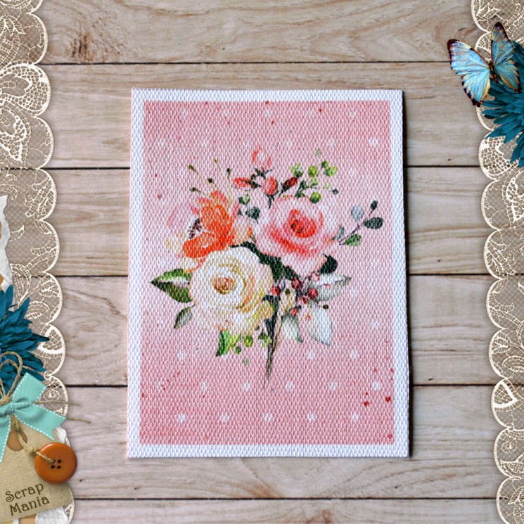Fabric card "Dreams of the bride. Bouquet " size 6.5*9 cm (ScrapMania)