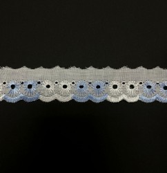 White and blue sewing, 100% p/e, width 2.5 cm, cut 50 cm 