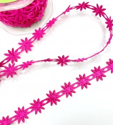Decorative ribbon with flowers, Fuchsia, width 25 mm, cut 1 m