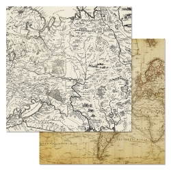 Двусторонний лист бумаги ScrapMania "Фономикс. Карты. Том 1. Номер 10", размер 30х30 см, 180 гр/м2"