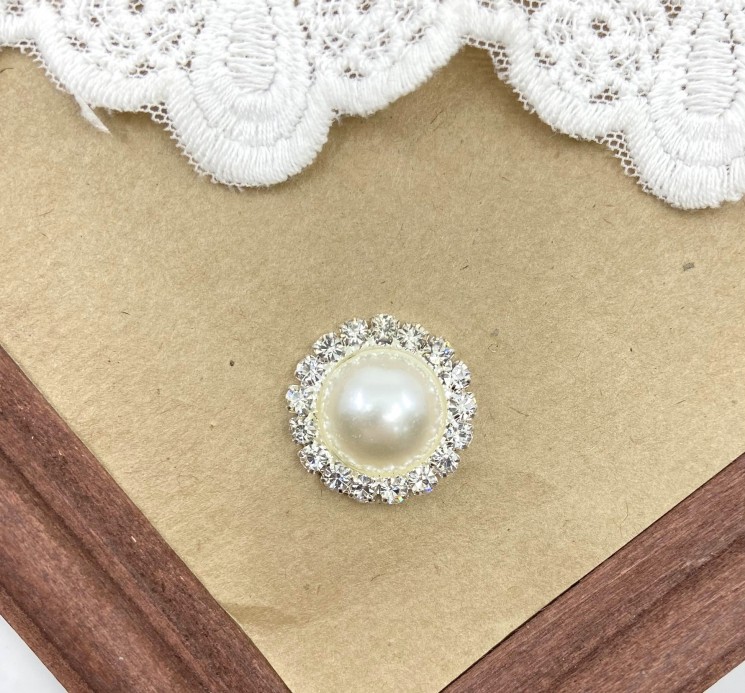 Brooch without attachment "Pearl round", size 2cm, 1 pc
