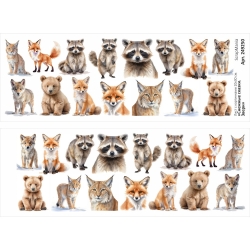 Лист с картинками 10х30 см "Снежные сказки. Звери" (ScrapMania), 180 гр 