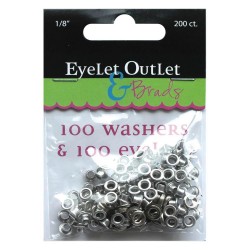Набор люверсов с шайбами "Eyelet Outlet Eyelets & Washers", размер 3 мм, по 100 шт