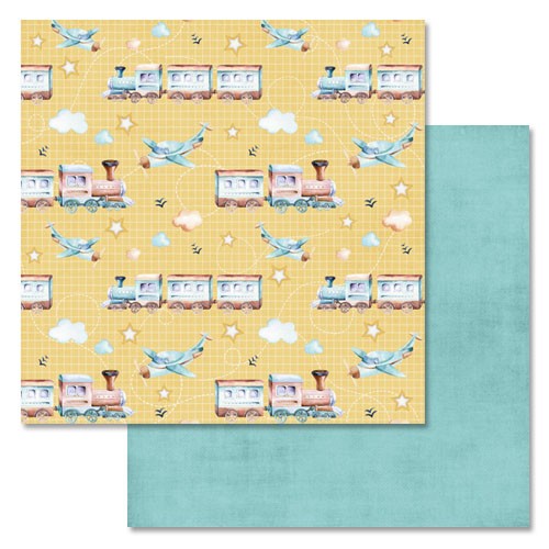 Double-sided sheet of ScrapMania paper "Funny train. In a good way", size 30x30 cm, 180 g/m2