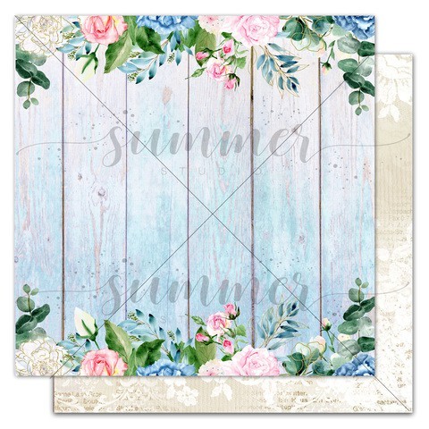 Double-sided sheet of paper Summer Royal garden "Wood and flowers" size 30.5*30.5 cm, 190gr