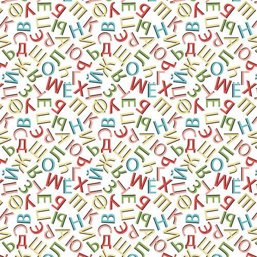 A piece of Peppy fabric " Gramoteyka. Alphabet on white " size 50x55 cm