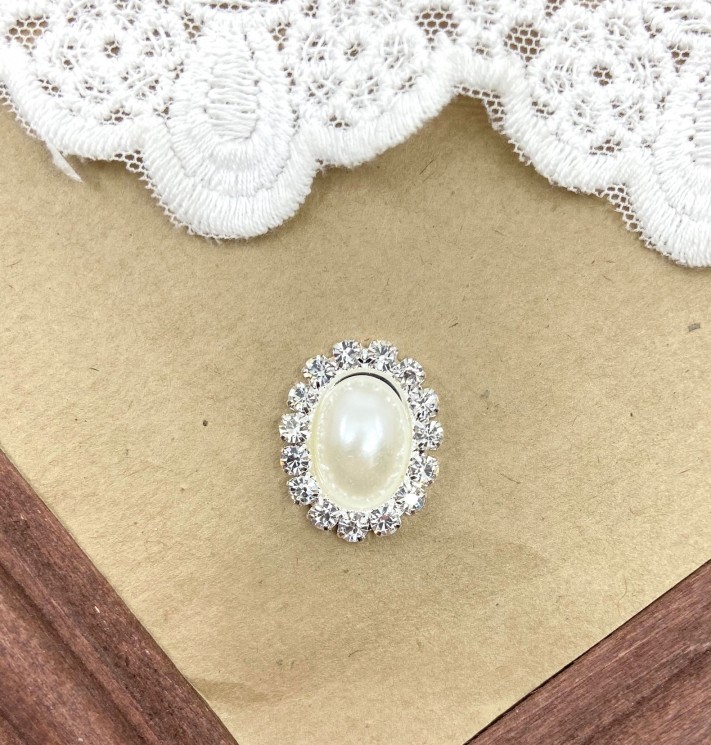 Brooch without attachment "Pearl oval", size 2*1.7 cm, 1 pc