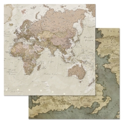 Двусторонний лист бумаги ScrapMania "Фономикс. Карты. Том 1. Номер 8", размер 30х30 см, 180 гр/м2"