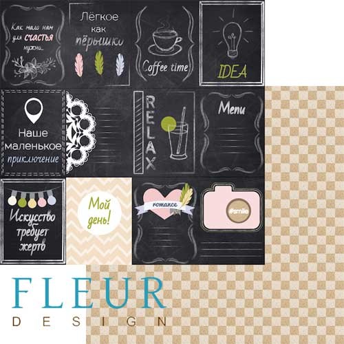 Double-sided sheet of paper Fleur Design Moments "Cards 1", size 30. 5x30. 5 cm, 190 g/m2