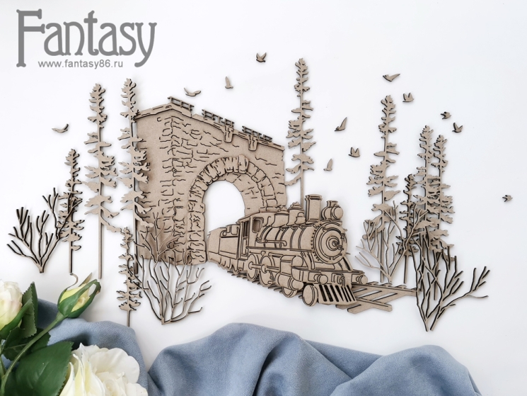 Чипборд Fantasy "Паровоз", толщина картона 2 мм