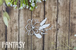Чипборд Fantasy «Цветок с веточками вербы 2427» размер 5,5*6,6 см