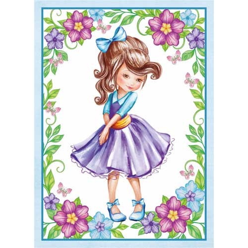 Fabric card "Little lady. Brunette-coquette " size 6.5*9 cm