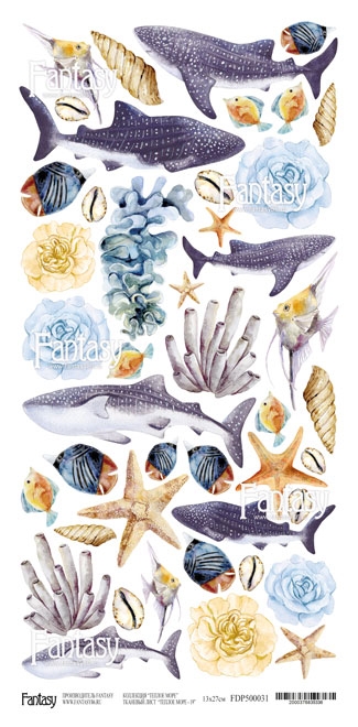 Лист тканевый для вырезания FANTASY "Теплое море - 19" размер 13*26 см 