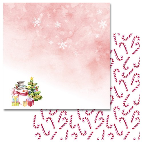 Double-sided sheet of ScrapMania paper " Watercolor winter. Under the Christmas tree", size 30x30 cm, 180 g/m2