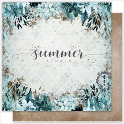 Двусторонний лист бумаги Summer Studio Something blue "Bloom", размер 30,5*30,5см, 190 гр