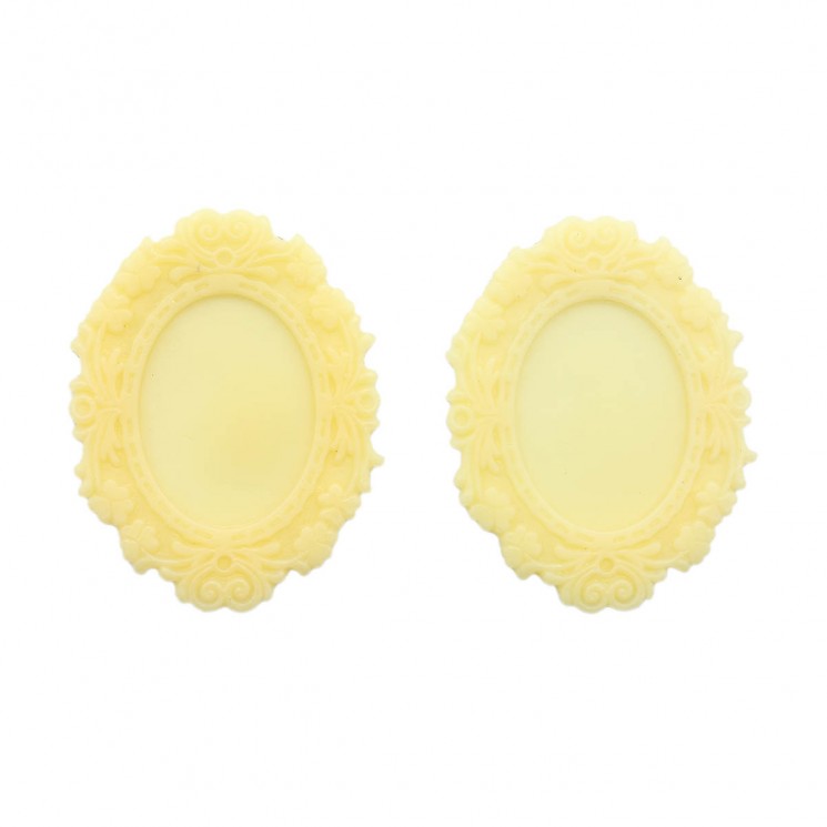 Bases for cameos "Vintage Line" yellow, size 39X50 mm, 2 pcs