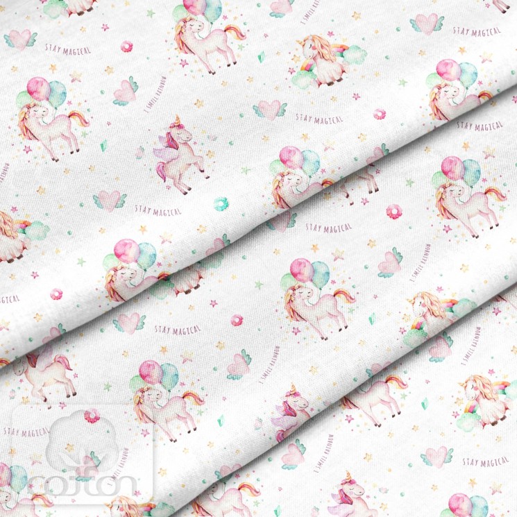 Fabric 100% cotton Poland "Unicorns with balls", size 50X50 cm